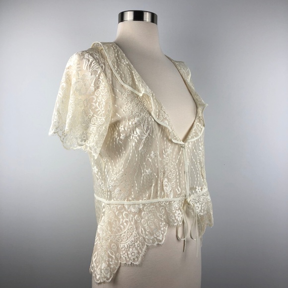 The Limited Cream Lace Peplum Blouse Medium - Picture 4 of 8